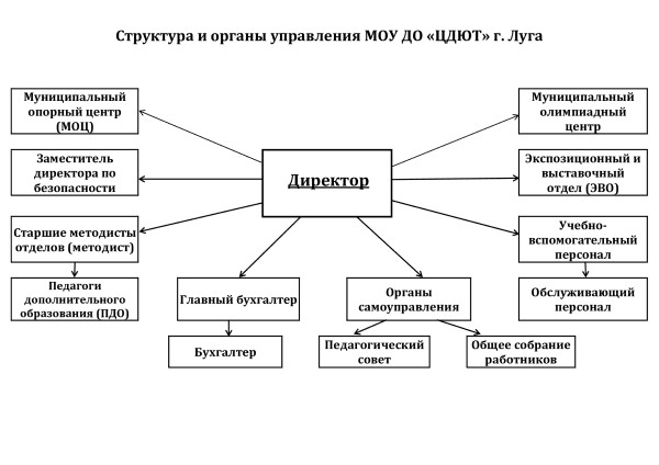 Структура и органы управления МОУ ДО «ЦДЮТ» г. Луга