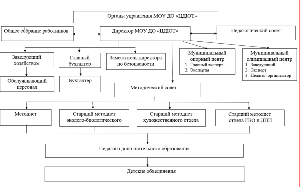 Структура и органы управления МОУ ДО «ЦДЮТ» г. Луга
